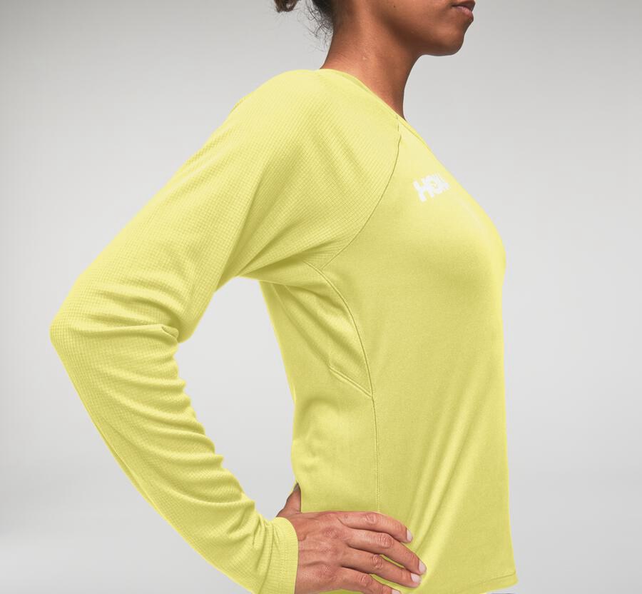 Hoka One One Top Dame - Performance Lang Sleeve - Gul - 412750TOX